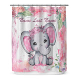 Pink Baby Elephant Shower Curtain