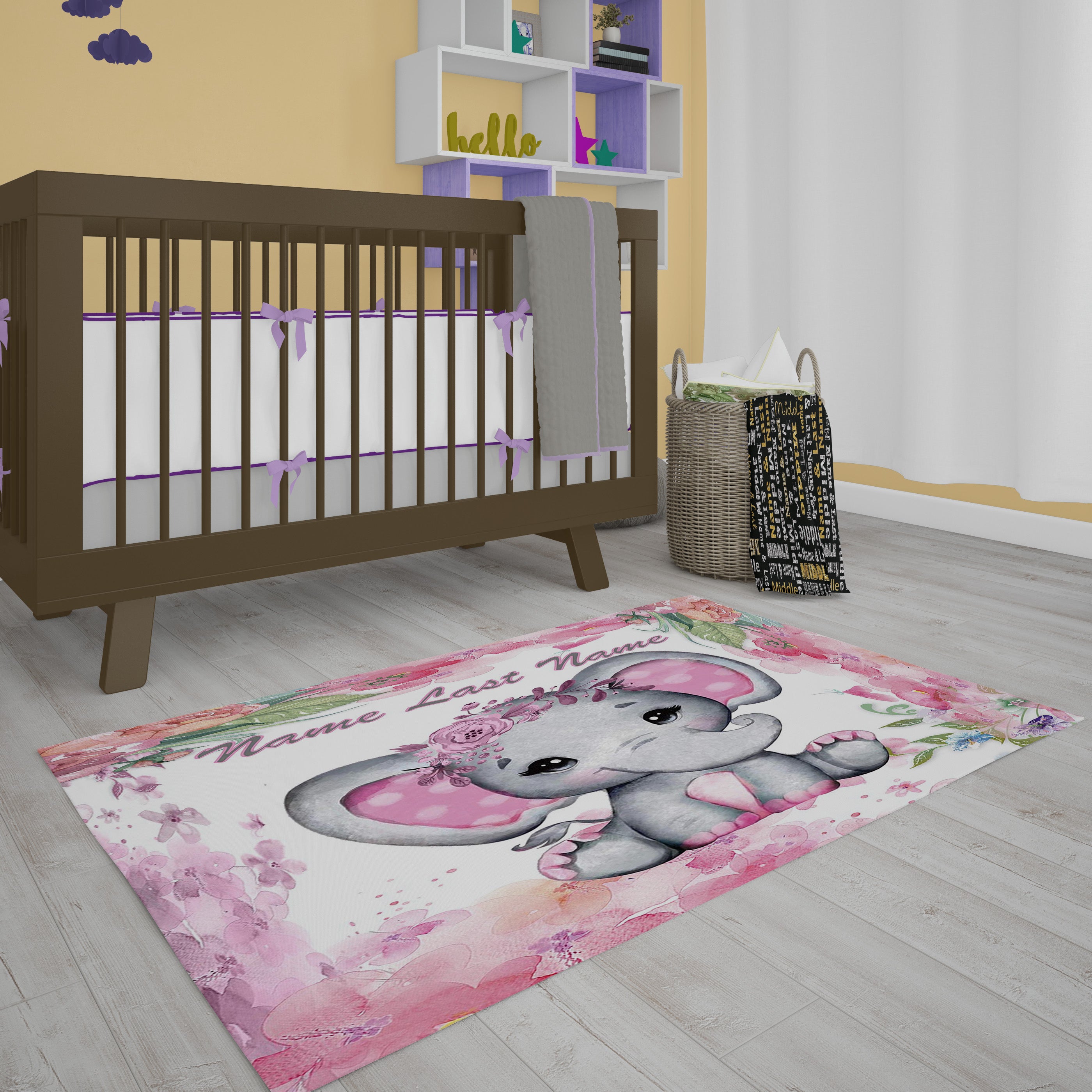 Pink Baby Elephant Rug