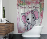 Pink Baby Elephant Shower Curtain