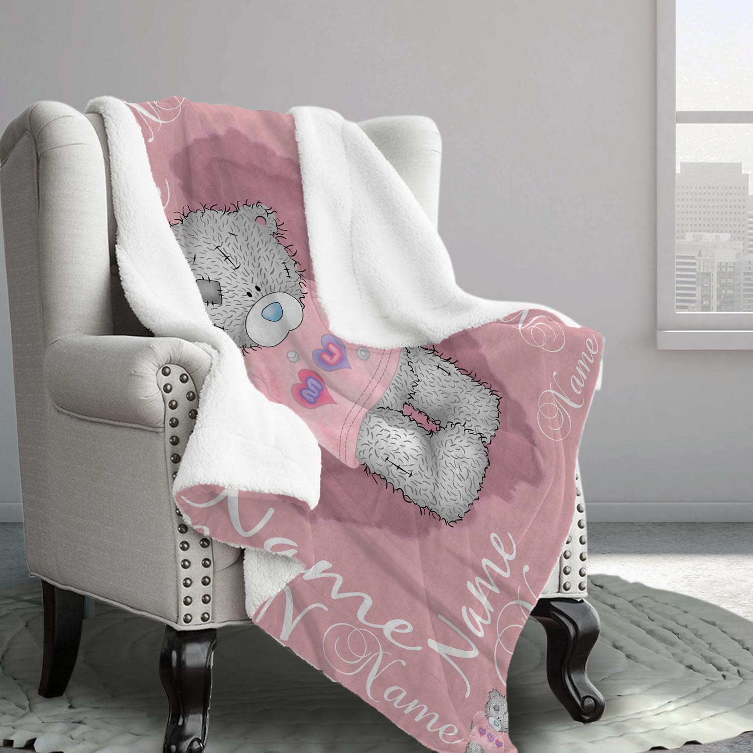 Teddy Bear Girls Sherpa Blanket