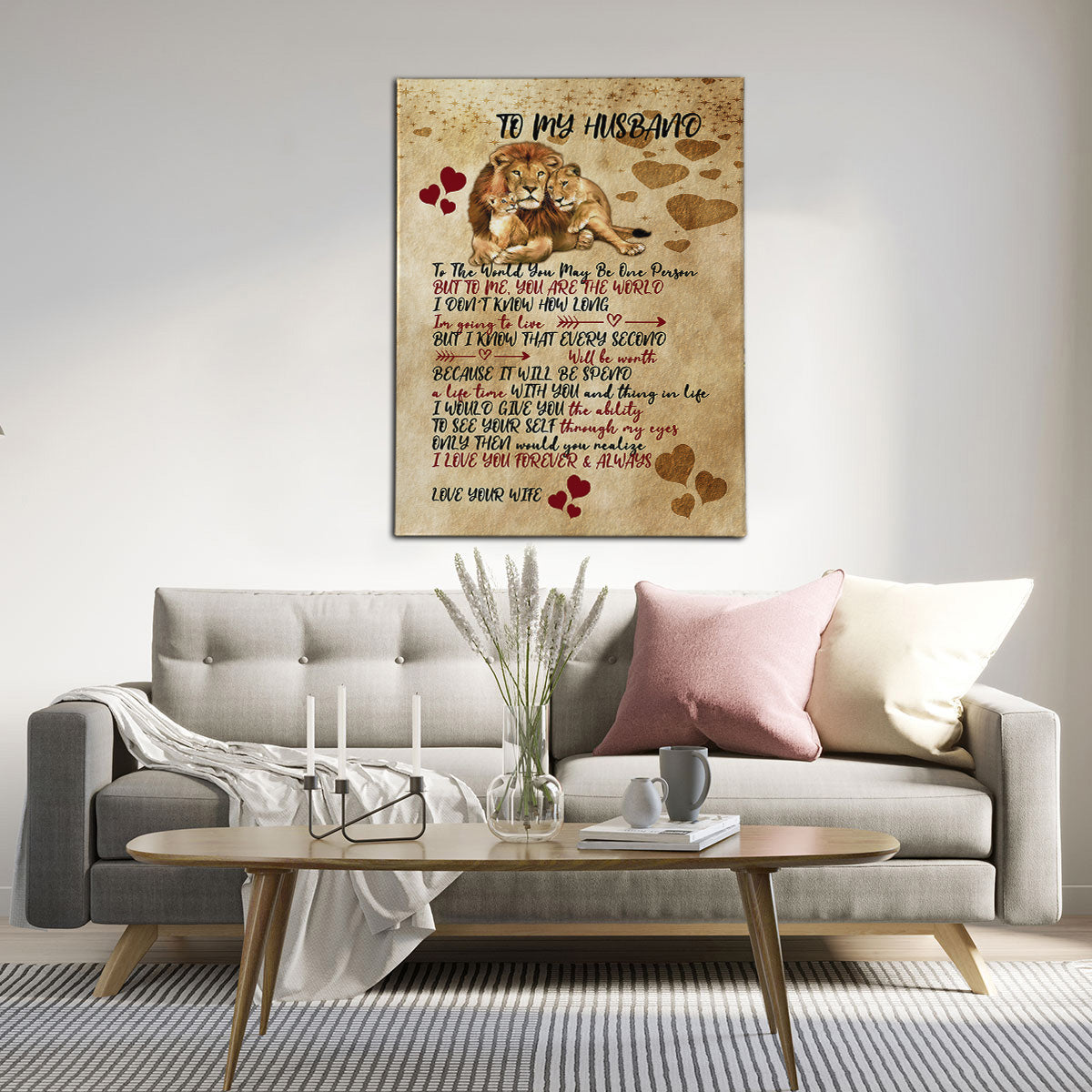 To My Husband Lion Canvas Art