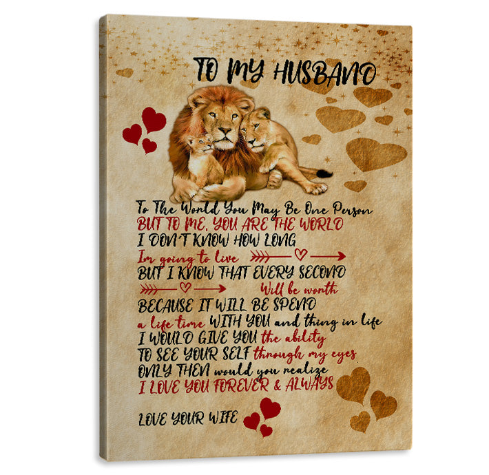 To My Husband Lion Canvas Art