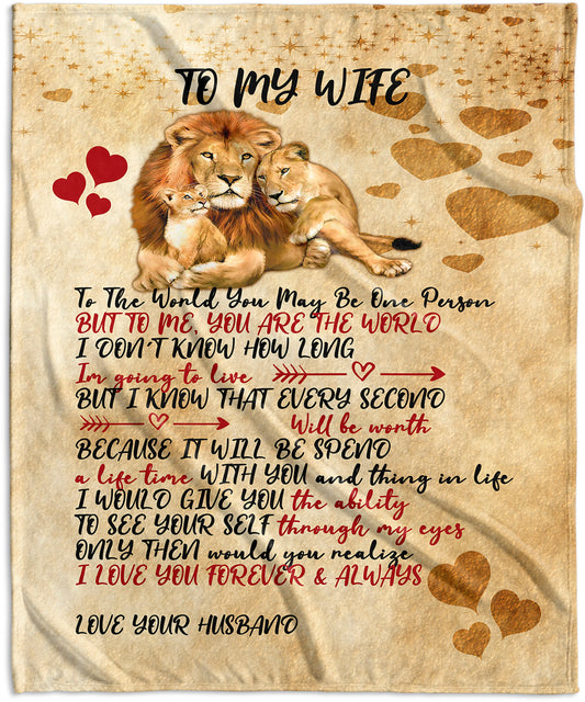 To My Wife Lion Velvet Blanket