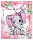 Pink Baby Elephant Super Plush Blanket