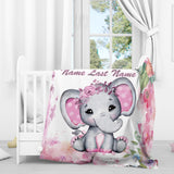 Pink Baby Elephant Super Plush Blanket