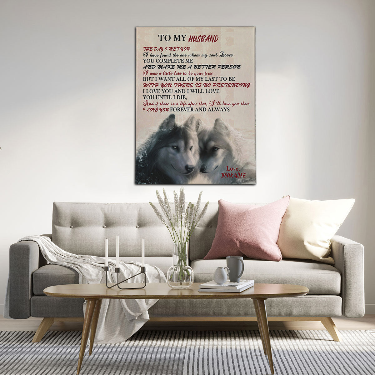 Wolf To my Husband Canvas Art