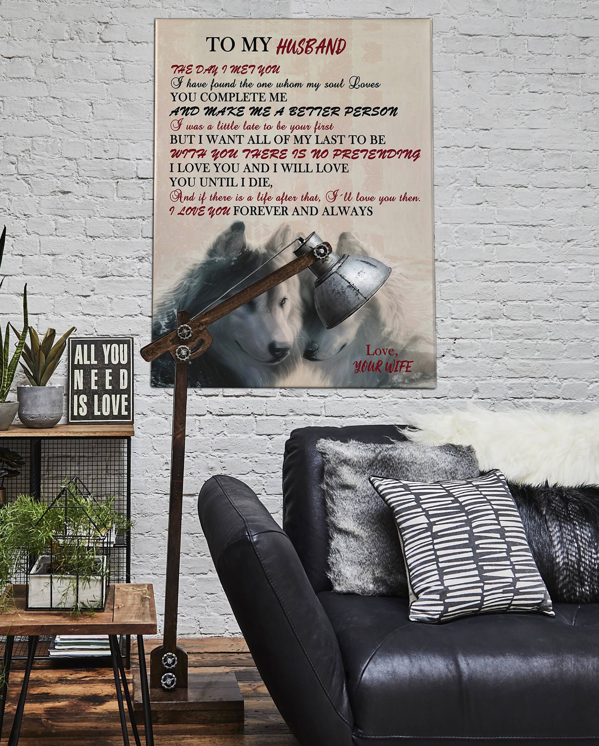 Wolf To my Husband Canvas Art