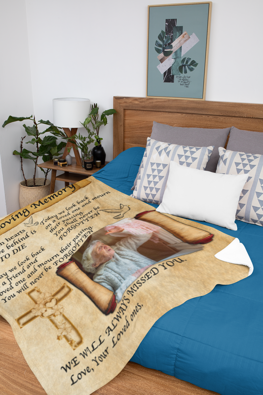 In Loving Memory Parchment Velvet Blanket