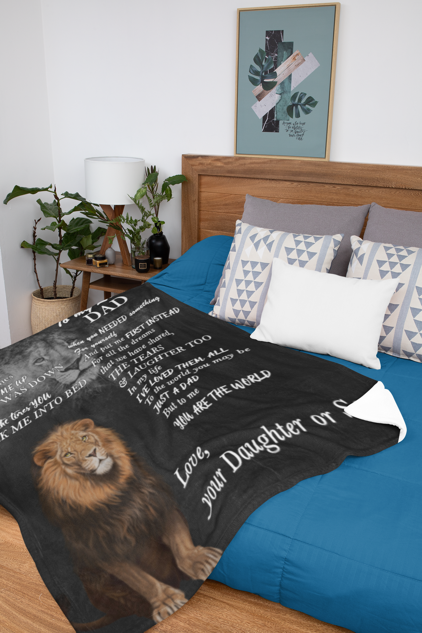 Loving Dad Lion Velvet Blanket