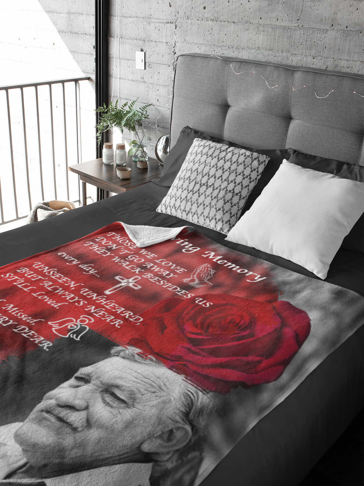 In Loving Memory Rose Velvet Blanket