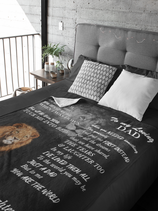 Loving Dad Lion Velvet Blanket