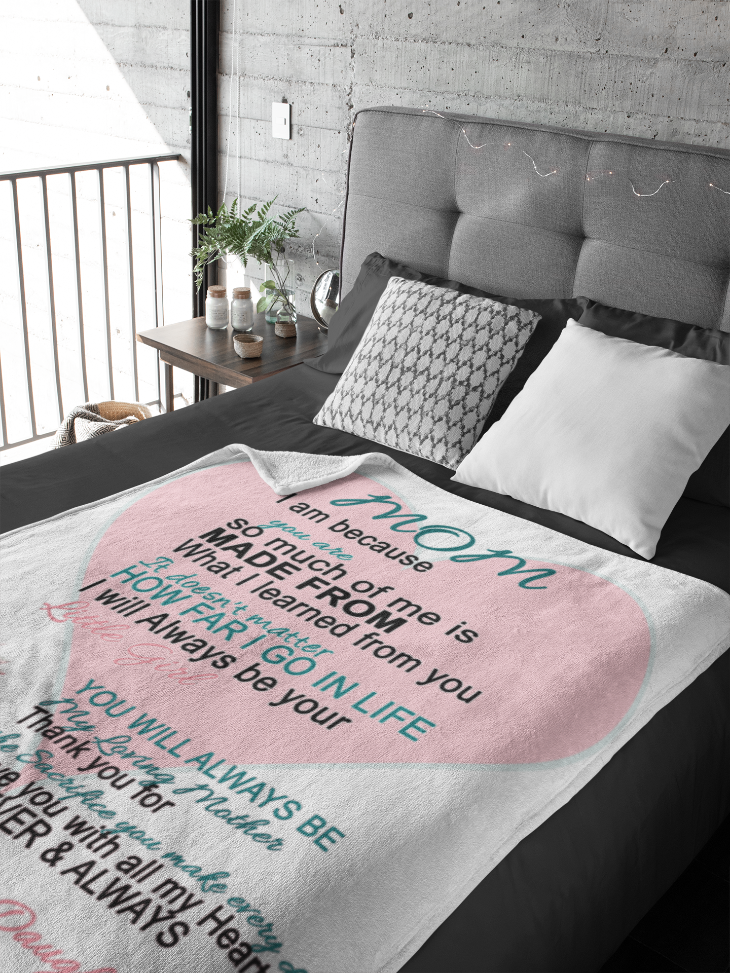 Mom Cactus Phrase Velvet Blanket